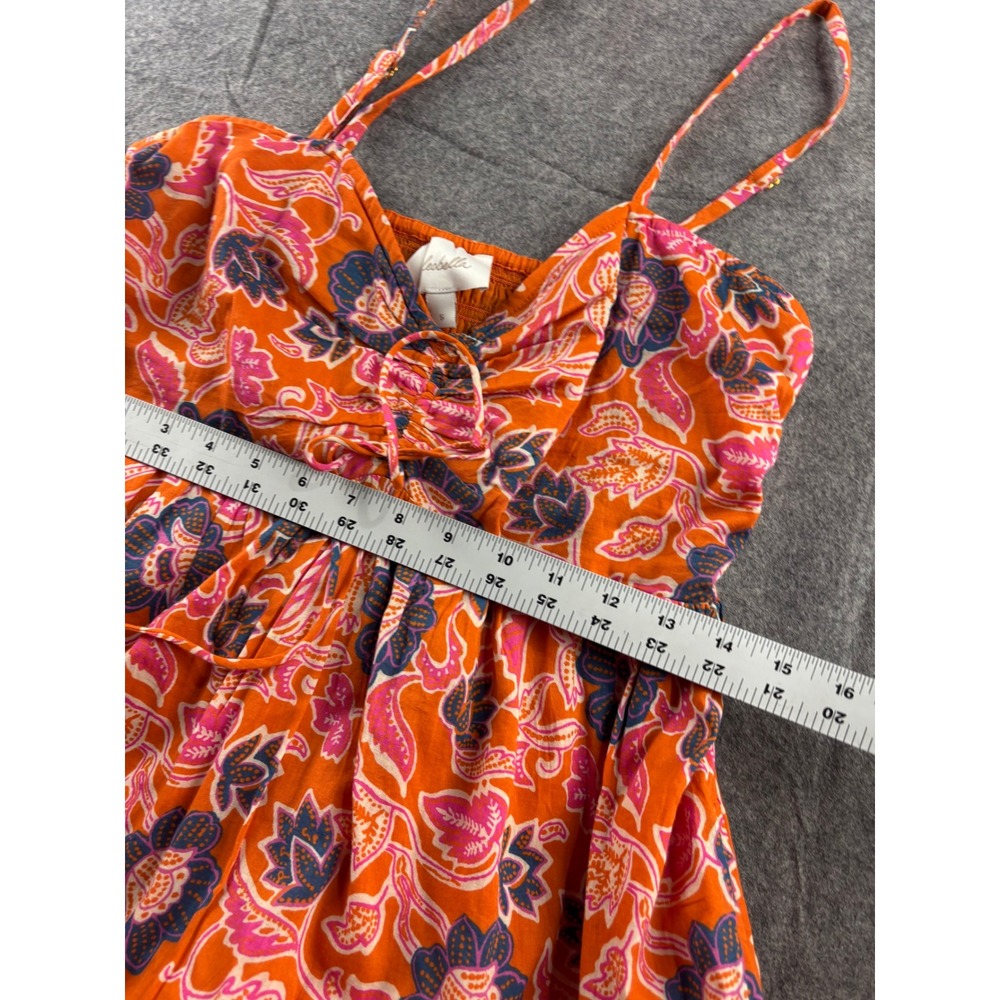 Cleobella Orange Floral Paisley Tiered Maxi Dress Pockets Womens S Resort Whimsy - Picture 6 of 7
